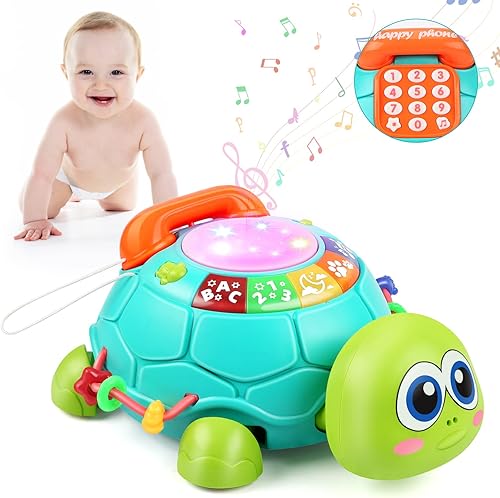 Juguete musical bilingüe de tortuga para bebés de 6 a 12 meses, juguete de desarrollo para niños de 6, 7, 8, 9 meses, juguete educativo 8 en 1 con
