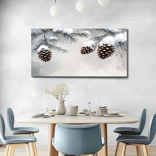 Miniatura 4 de 20"x 40" Canvas Wall Art Vintage Winter Forest Snowy Country Farmhouse Christmas Xmas Pine Framed Pictures Painting Prints Large Wall Art for Living