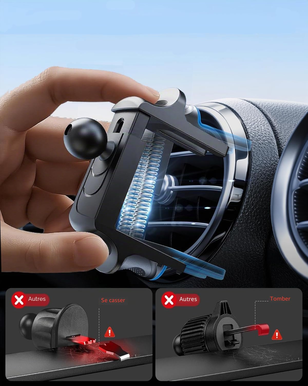 ICAILIN Support Telephone Voiture, Support à Grille d'Aération avec Rotation Support téléphone Voiture Mercedes