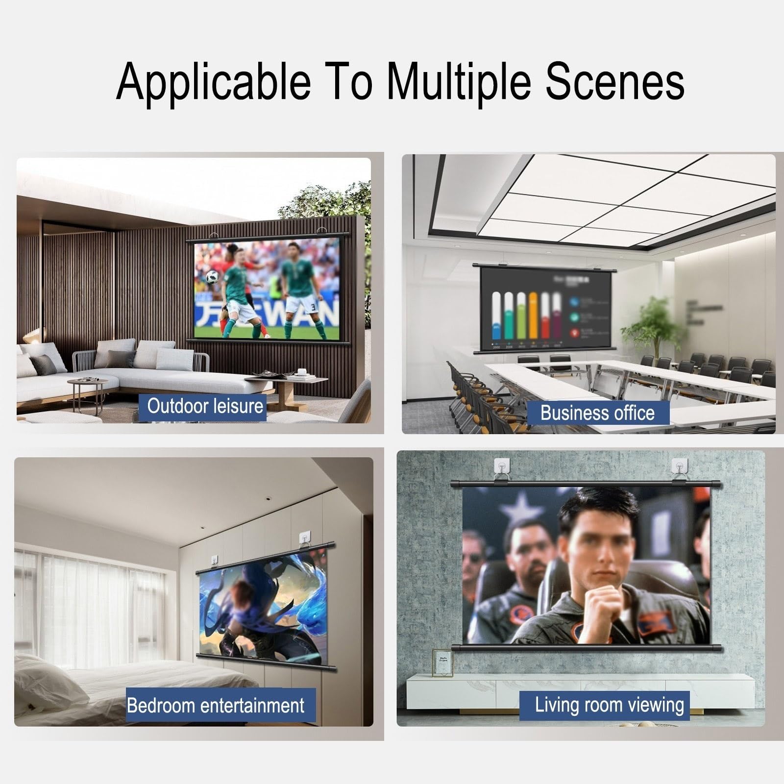 4:3, 16:9 Pieghe Home Theater Schermo di Proiezione Pieghevole，Schermo di Proiezione Avvolgibile Manuale,Home Theater Cinema Full HD, per Home Theater, Esterno E Interno, Film(4:3,60")