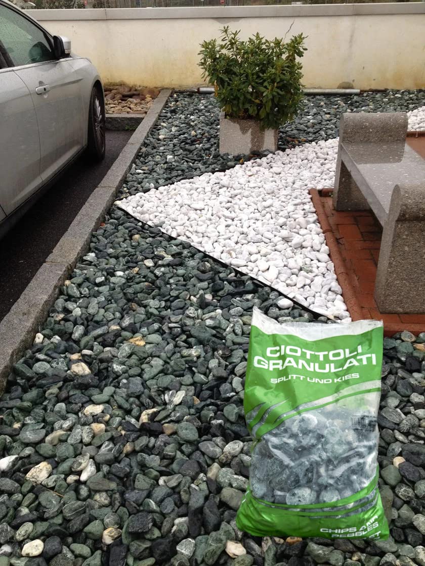 Ciottoli di marmo Verde Alpi in sacchi sassi decorazione giardino ornamento, 25/40 mm - Sacco da 25KG