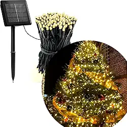 Pisca Luzes LEDs Fio Solar Amarelo 500 Lâmpadas Natal De 50m