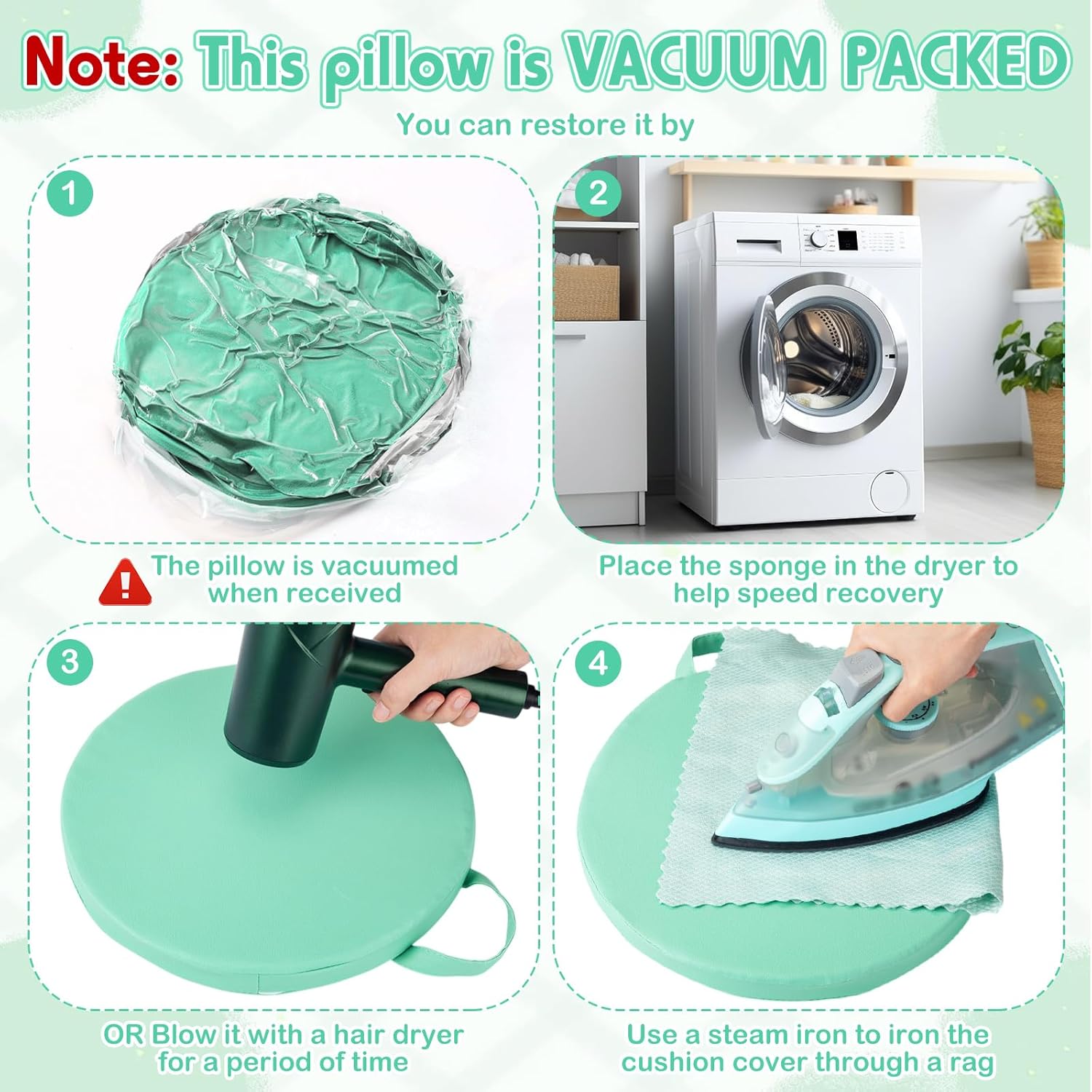 Suzile 12 Pcs 12'' Floor Cushions for Classroom Flexible Floor Seating with Handles Classroom Carpet Cushions for Kids Toddlers Daycare Preschool Furniture(Green,Round)