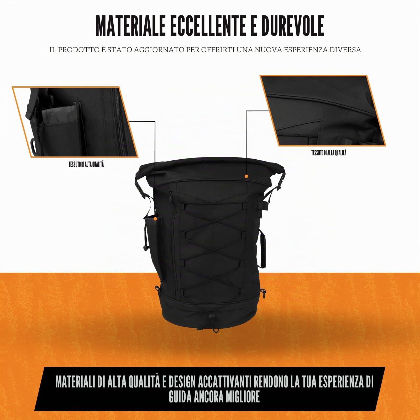 Borsa da viaggio con schienale da moto Sissy Bar Borsa da viaggio di grande capacità Borsa da viaggio espandibile 50L-80L Borsa posteriore con copertura antipioggia e tracolla Misura