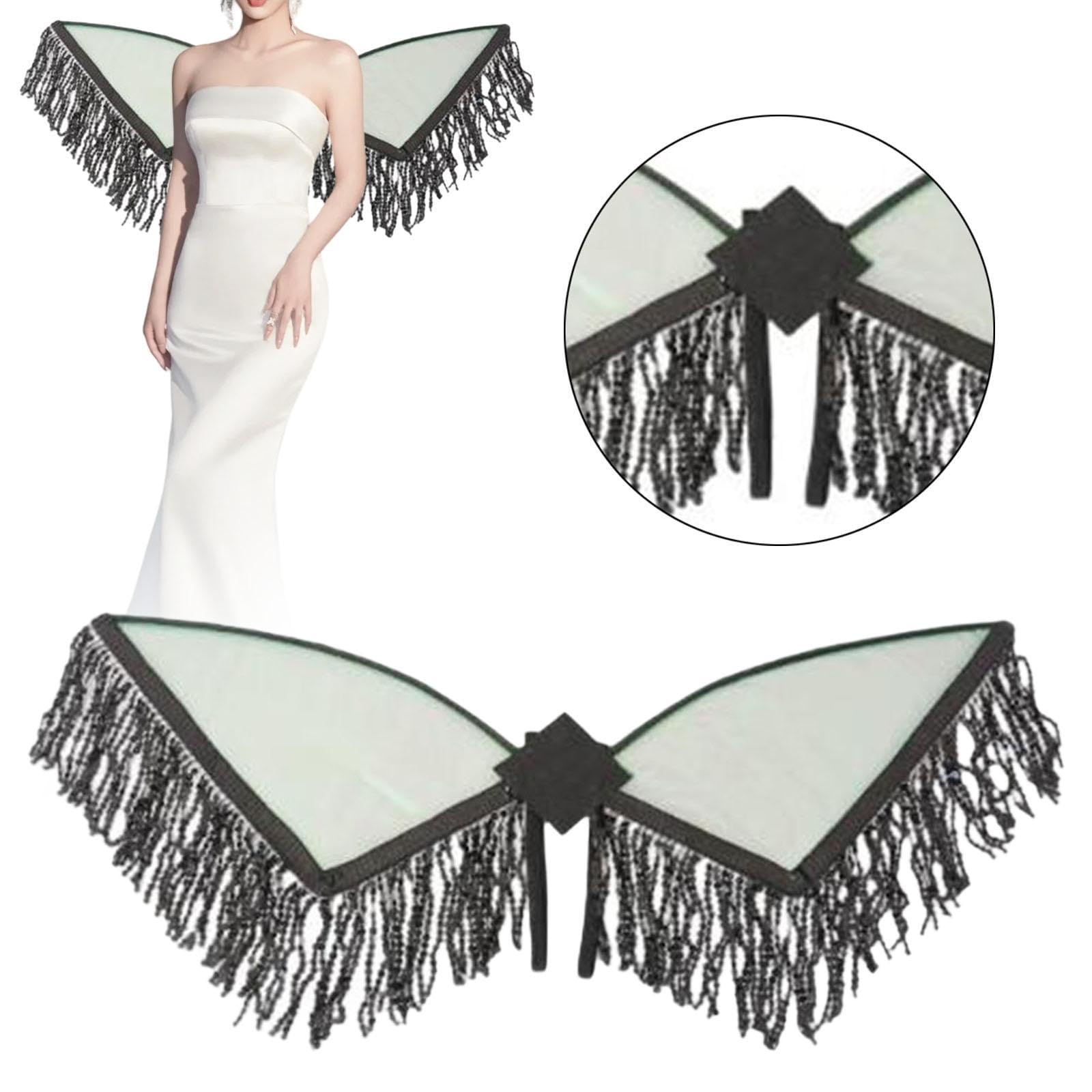 Fata con Frange E Nappe, per Travestimenti, Giochi di Ruolo, Costumi per Feste di Carnevale, Accessori per Feste di Compleanno, Nero