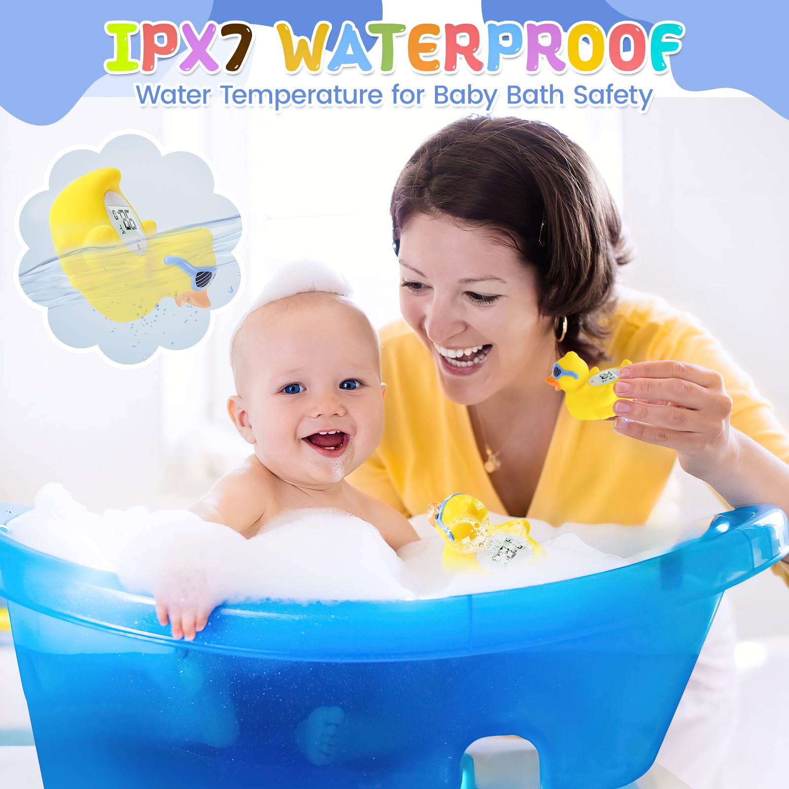 Termometro da Bagno per Bambini, Convertibile tra ℉ e ℃, Termometro di Sicurezza per Neonati e per la Temperatura della Stanza, Giocattolo Galleggiante Sicuro per Vasca da Bagno (Anatra)