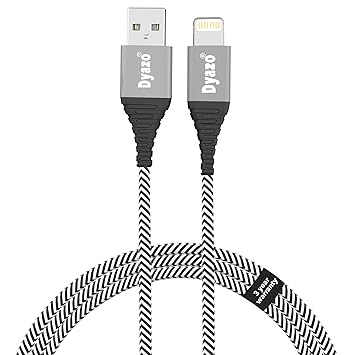 Dyazo 6 ft Apple Mfi Certified Charging & Sync Nylon Braided Cable with Flexi Head Technology Compatible with iPhone XS/Max/XR/X/8/8 Plus/7/7 Plus/6/6 Plus/6S/6S (Pack of 1)