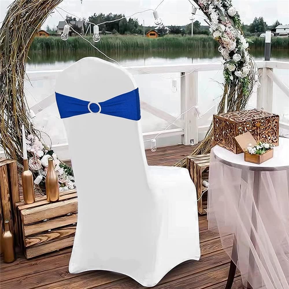 Kokardy na krzesła weselne,Eleganckie szarfy, Szarfy na krzesła, 10 szt. Elastyczne, rozciągliwe pokrowce na krzesła z elastanu, kokardy, na wesele, dekoracje krzeseł z lycry(Khaki)
