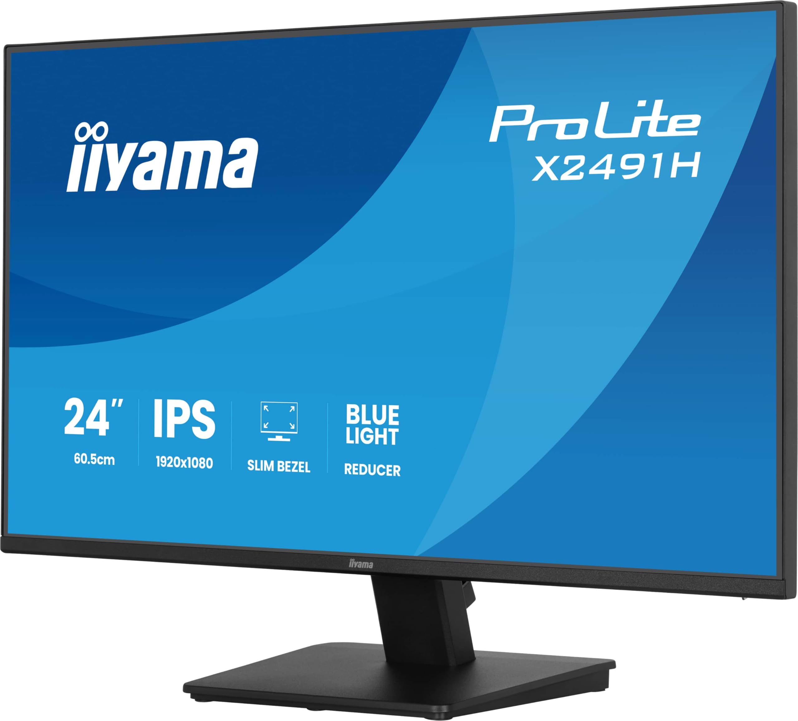 iiyama Prolite X2491H-B1 60,5cm 24" IPS LED-Monitor Full-HD 120Hz HDMI DP Slim-Line Adaptive Sync Energieklasse C schwarz