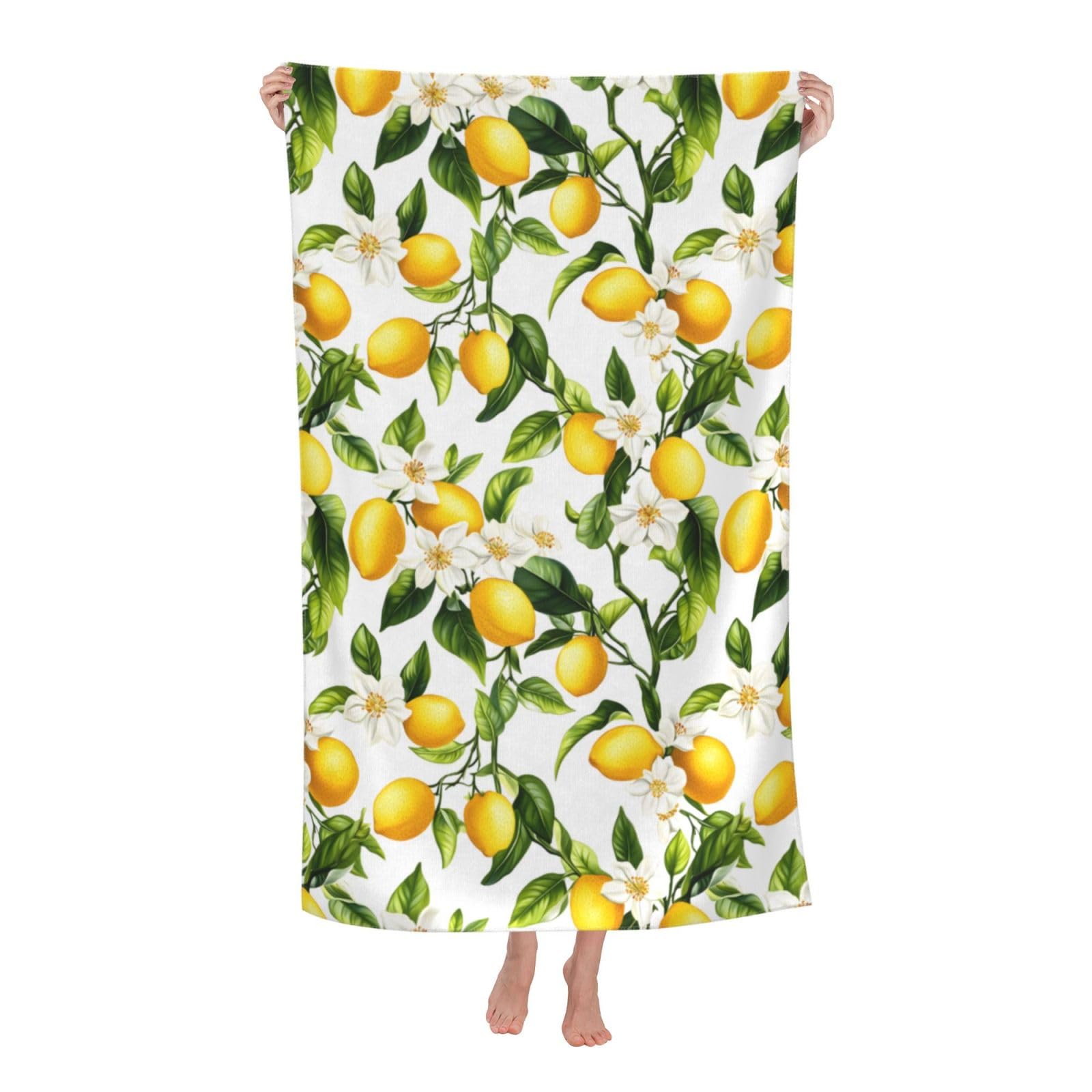 Toalla De Playa Limones Frescos Toalla De Viaje Absorbente Toallas Baño Secado Rápido Toallas De Sauna para Gimnasio Natación Camping 80X130CM