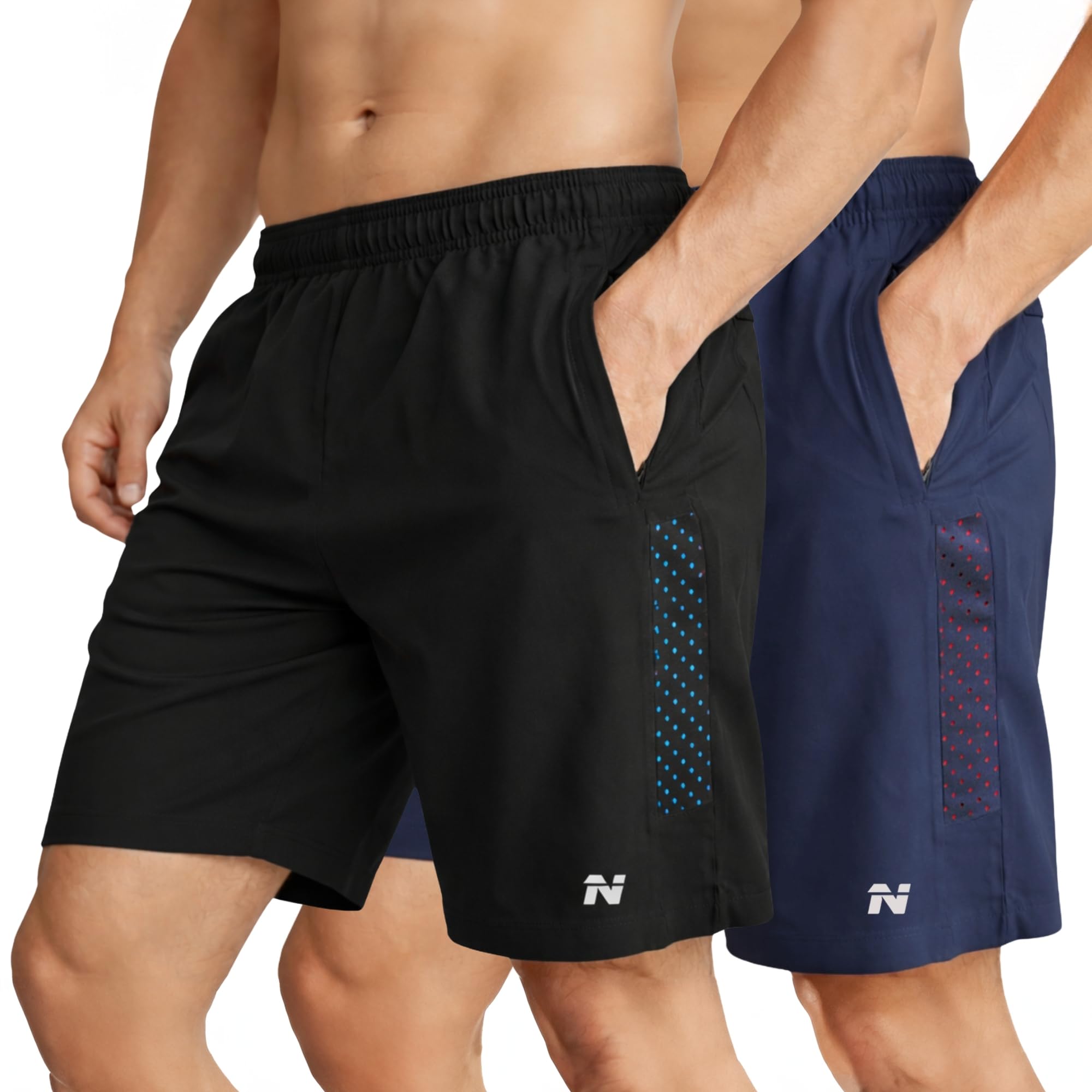 NINQ Lightweight Workout Shorts for Men with Elastic Waist, Side Dotted Panel Design, Perfect for Running, Gym, Yoga, Cycling, Football, Cricket and Everyday Wear-picture-17
