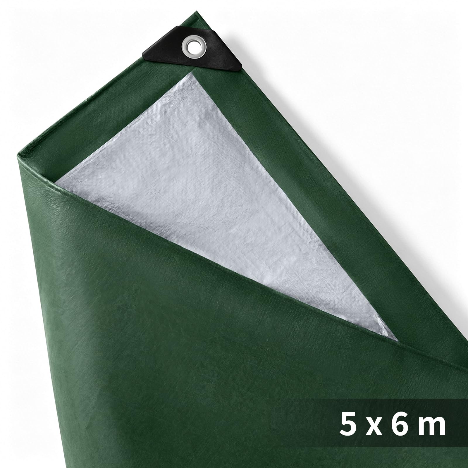 Dripex Bâche de Protection Exterieur 140g/m² Bâche à Oeillets Vert-argenté 5 x 6 m pour Bois, Meubles de Jardin, Voitures, Piscines Bâche Imperméable et Indéchirable
