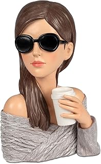 formano Deko-Büste Dame mit Sonnenbrille und Kaffe