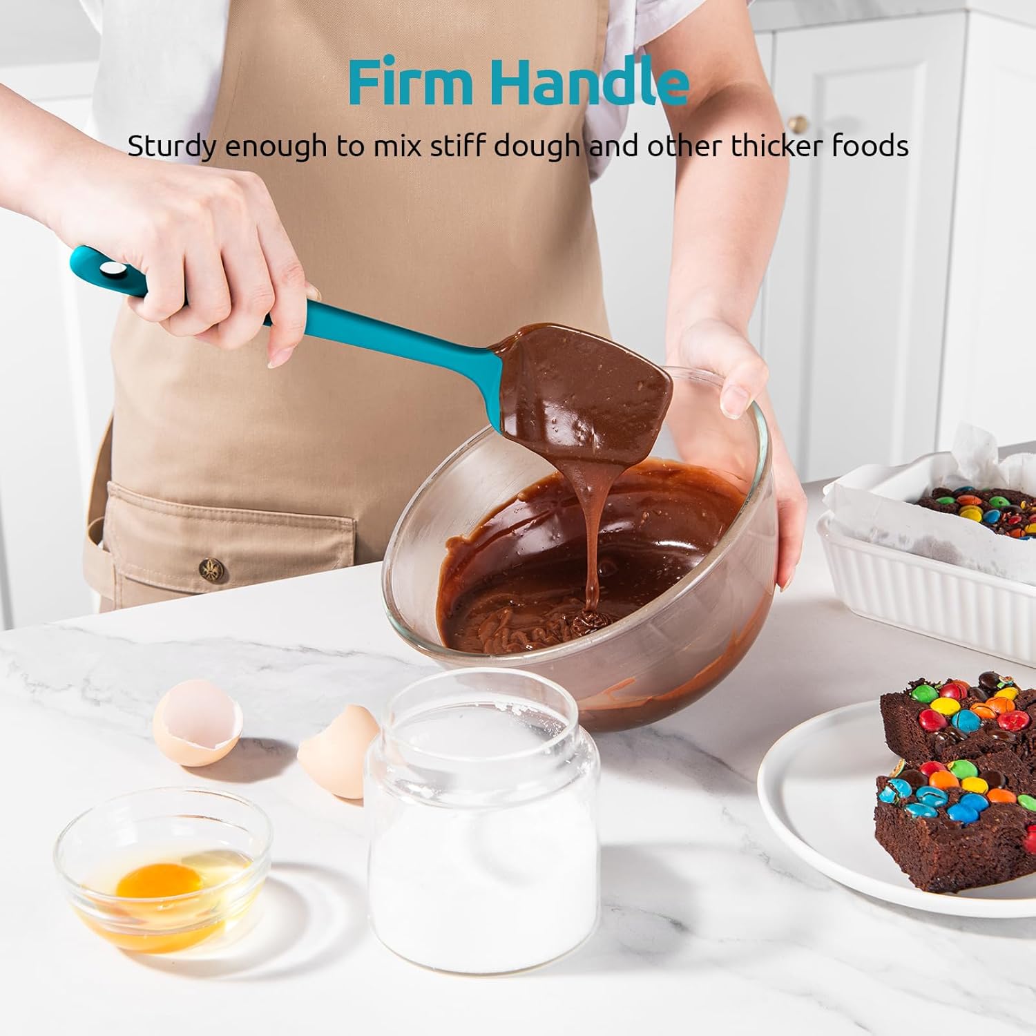 U-Taste 600ºF High Heat Resistant Marrs Green Silicone Spoon Spatula Set of 3 and Midnight Blue Silicone Spatula Set of 3