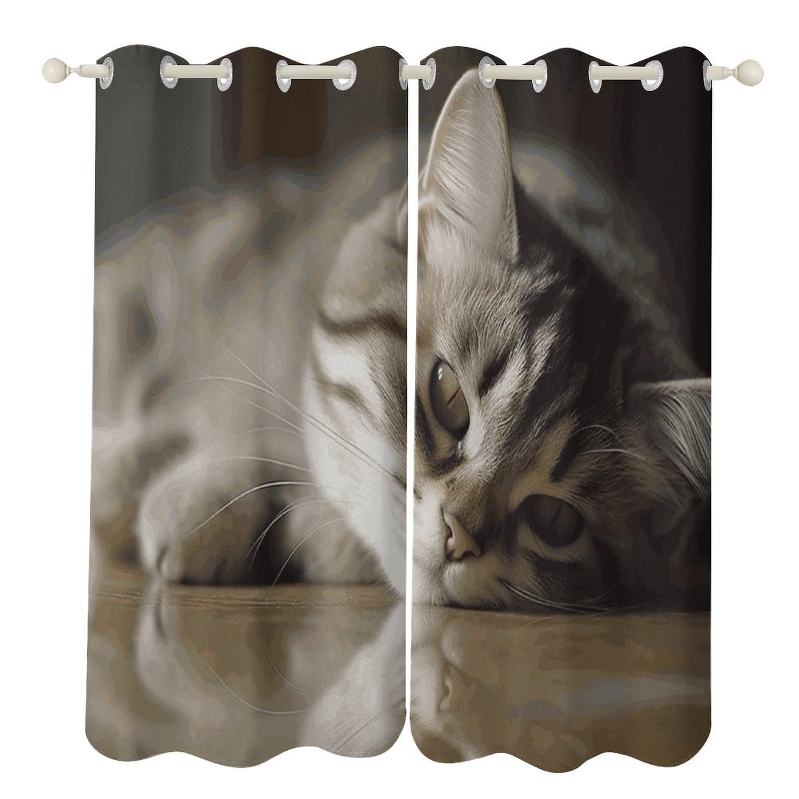 Rideaux thermiques occultants motif chat pour bloquer la chaleur