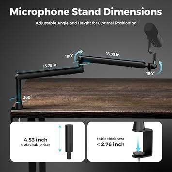 NearStream ST20 Adjustable Microphone Stand with 1/4, 3/8 & 5/8 Adapters