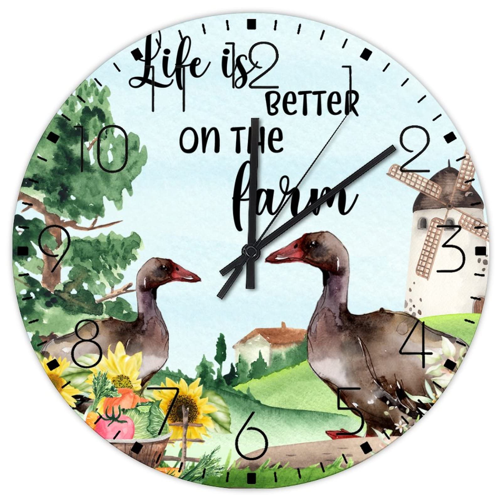 Horloge murale sans tic-tac en bois mécanique silencieuse pour chambre