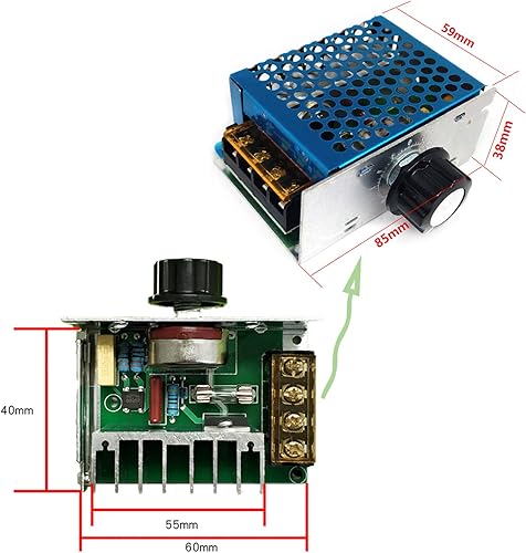 Miniatura 2 de Controlador de velocidad del motor de 4000W, tablero de control del motor AC 110V Regulador de voltaje ajustable SCR Regulador de atenuación de alta