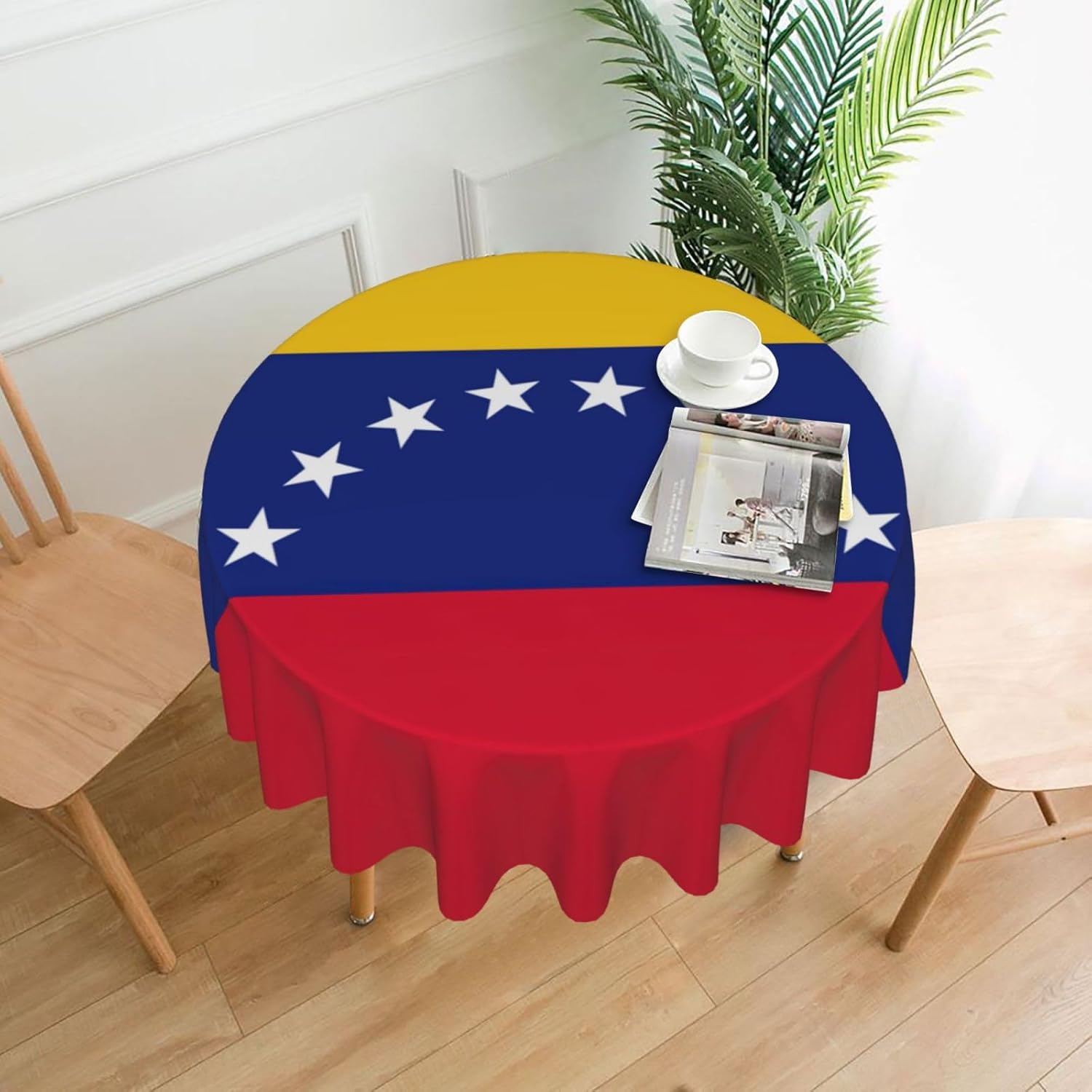 Flag of Venezuela Print Wrinkle Free Dining Table Cover for Birthday Party Farmhouse Tablecloths Up to 60 x 60 Inches