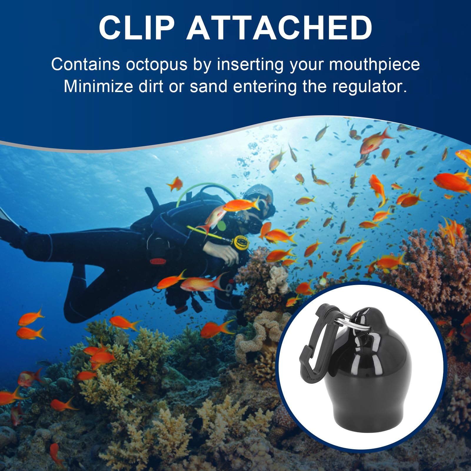 Scuba Regulator Mouthpiece Cover, Silicone Second Stage Diving Skum Ball Regulator Octopus Mouthpiece Cover Clip Scuba Dive Dust Protector Cap