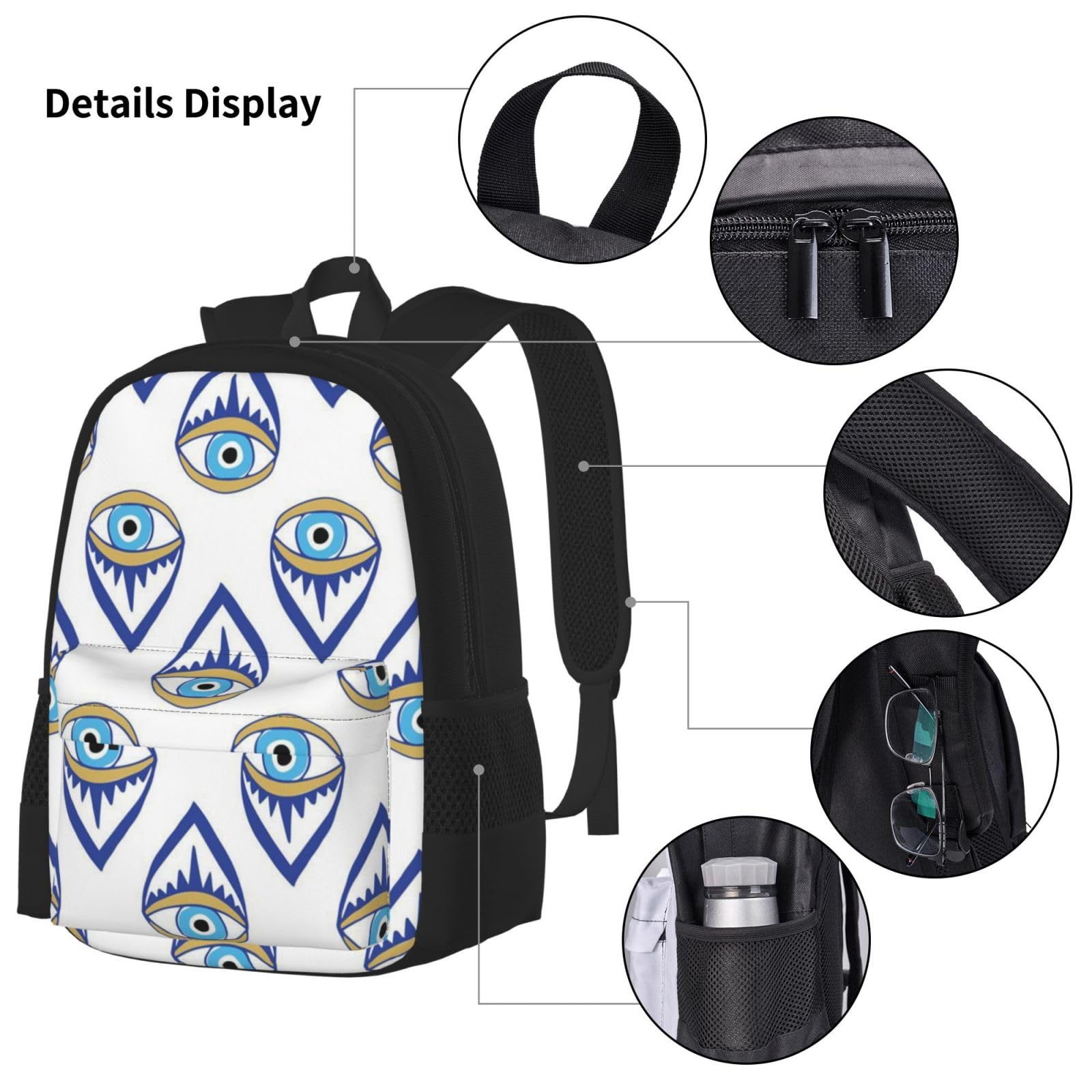3 pezzi occhi (4) Set zaino, borsa a tracolla regolabile set con portapranzo astuccio
