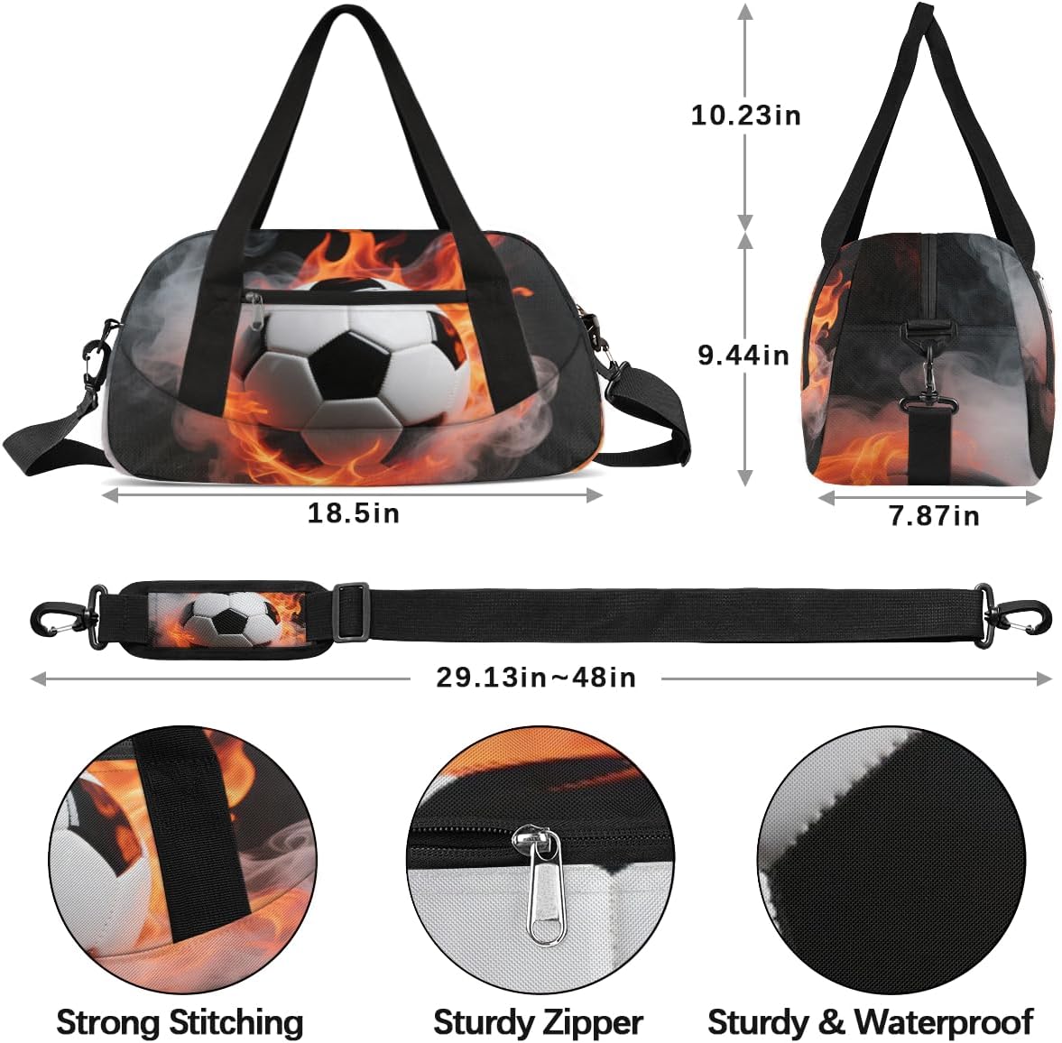 Fiery Basketball Duffel Bag for Kids Overnighter Small Duffle Bags for Boys & Girls, Sleepovers and Travel Duffel Bag for Kids, Carry-On Size & Ideal for School Practice or Sport Gym Bags