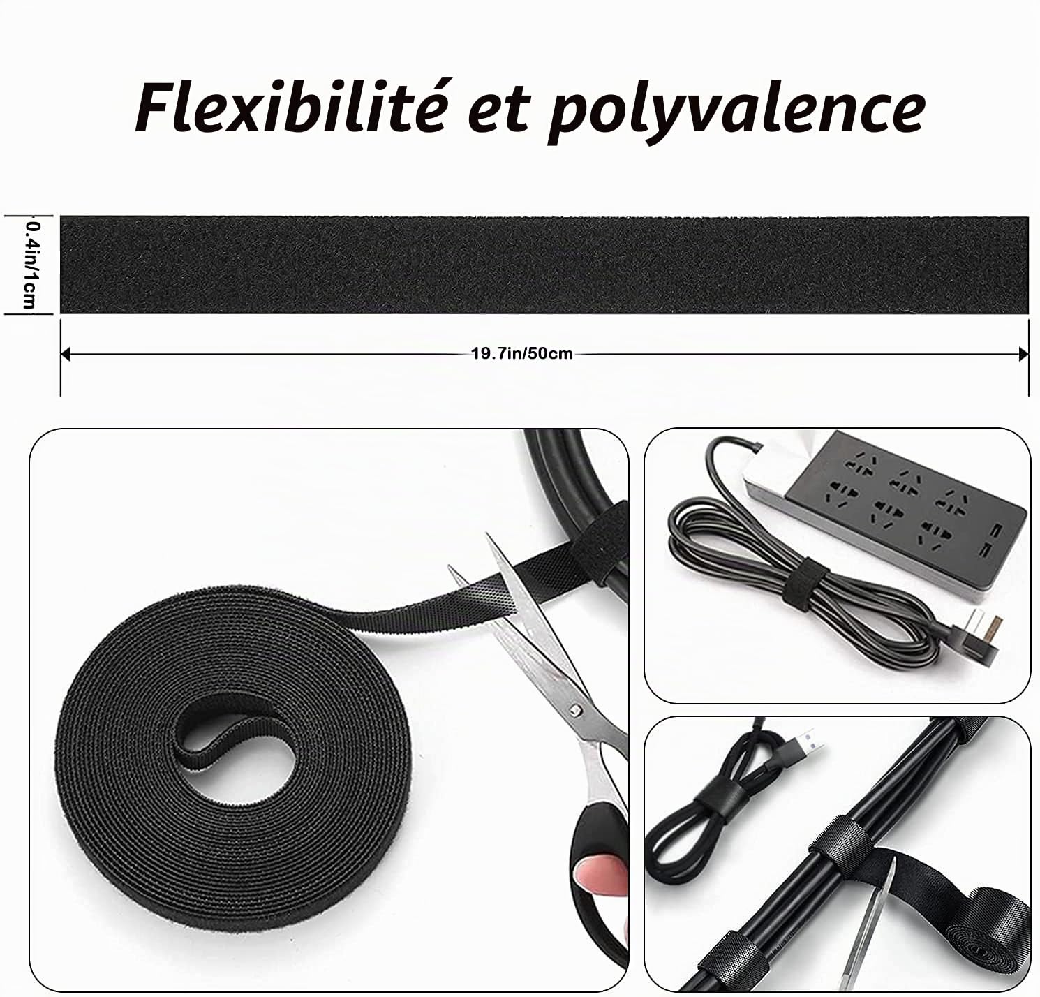 Moseem Kit de gestion de câbles 114 pièces, goulotte de câble de 2 m, 100 serre-câbles de fixation, 2 supports de câble en silicone et 10 clips de câble pour TV, ordinateur et bureau.