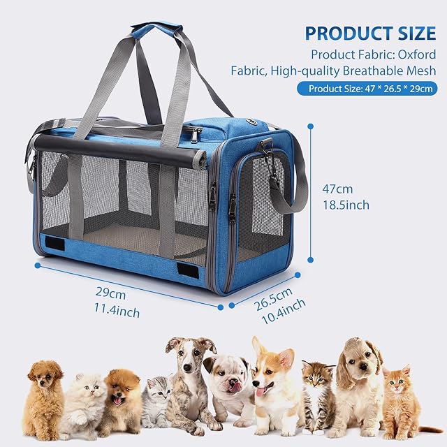 Foto 3 de 7 de PETCUTE Transportin Gato Perro,Transportador Plegable para Perros Aprobado por Aerolíneas,Transportín…