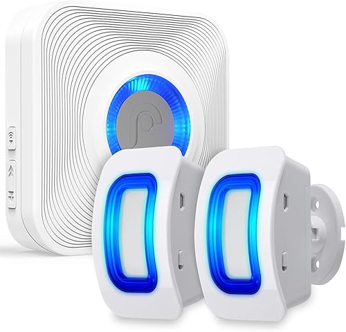 Fosmon WaveLink - Alarma de timbre de puerta y entrada, sensor de movimiento inalámbrico (500 pies, 58 melodías, 5 niveles de volumen, indicadores