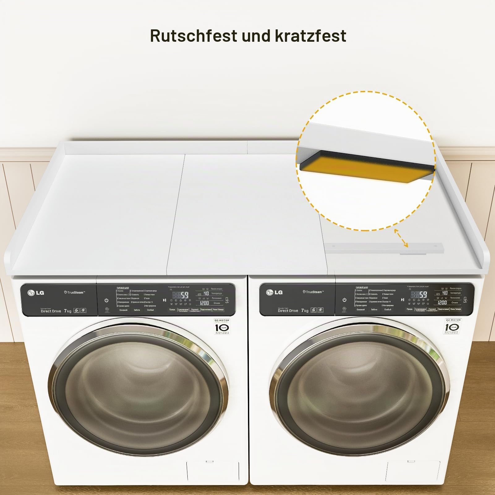 Ulif Arbeitsplatte für Waschmaschine und Trockner, Melamin-Oberfläche für Waschküche, Aufbewahrung und Organisation, 69,8 cm B x 137,2 cm L x 6,6 cm H, Weiß