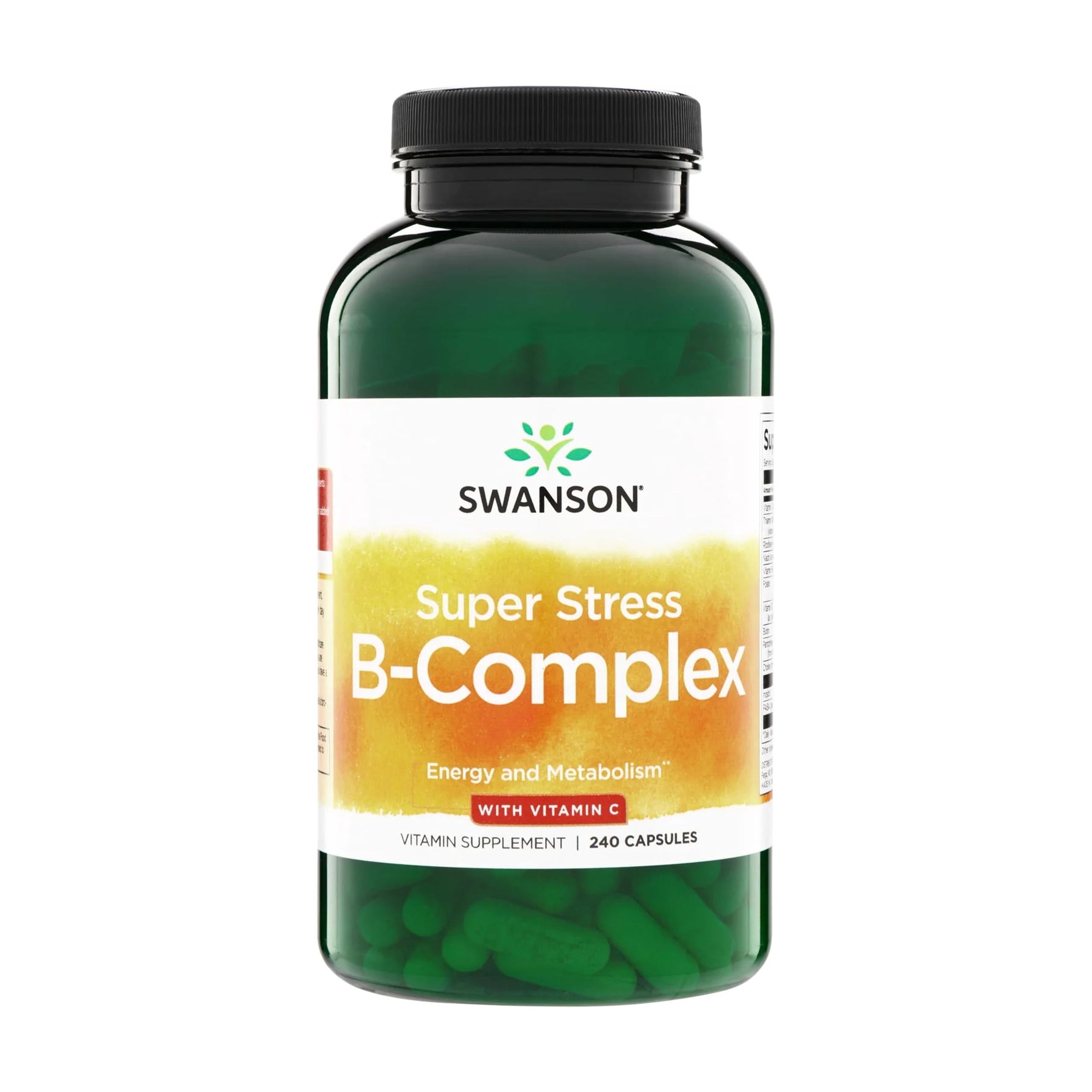 Swanson Super Stress B-Complex Energy and Wellness Supplement, 240 Capsules
