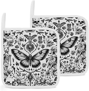 2 Pack Pot Holders Kitchen Clearance Goth Skull Head Ouijas Boards Witch Black Art (3) Heat-Resistant Potholders for Hot Dishes for Cooking and Baking