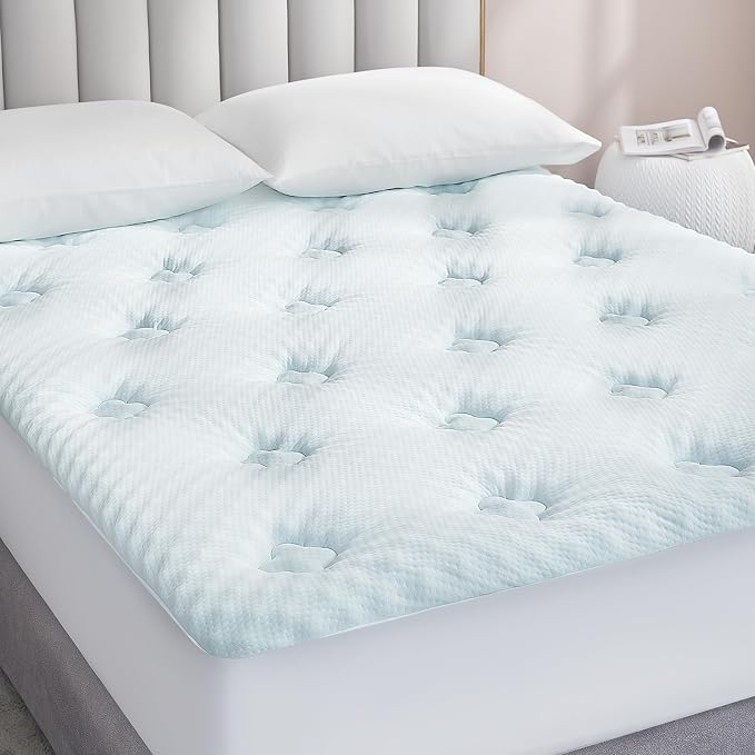 Hansleep Memory Foam Mattress Pad King, Pillow Top Mattress Topper King for Back Pain Relief with Egg Crate Gel Foam, Breathable Cover with Viscose Made from Bamboo, 78" x 80", White