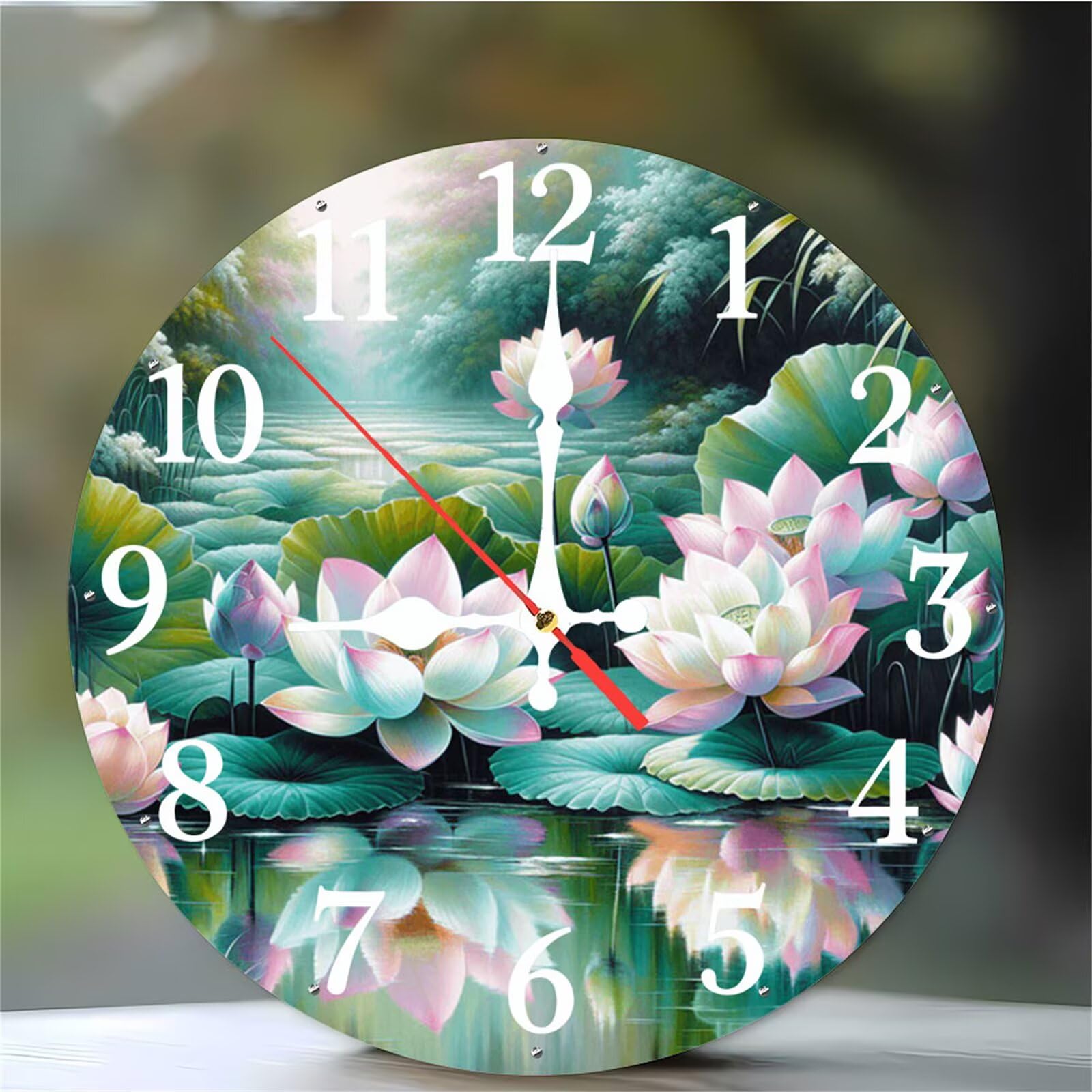 Horloge murale lotus 30cm moderne et silencieuse pour salon