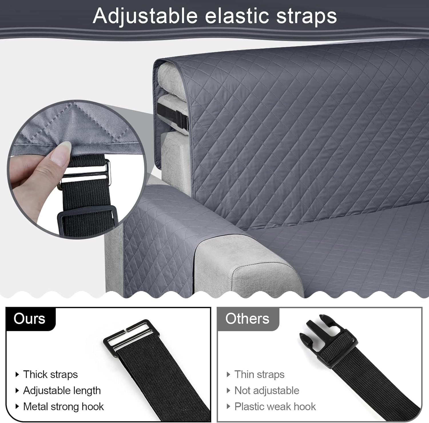 TAOCOCO Copridivano con Penisola 2 Posti (L 200 CM), Destra/Sinistra Universale Reversibile Impermeabile, Copridivano Chaise longue Antigraffio, Copridivano Angolare - Grigio Scuro