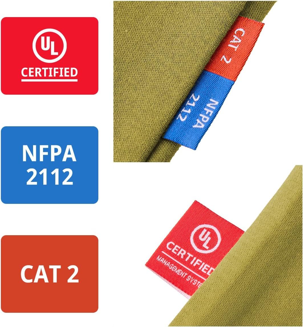 Unifu FR Hooded T Shirt for Men - 7OZ Flame Resistant Hoodie NFPA 2112/CAT2 Compliant