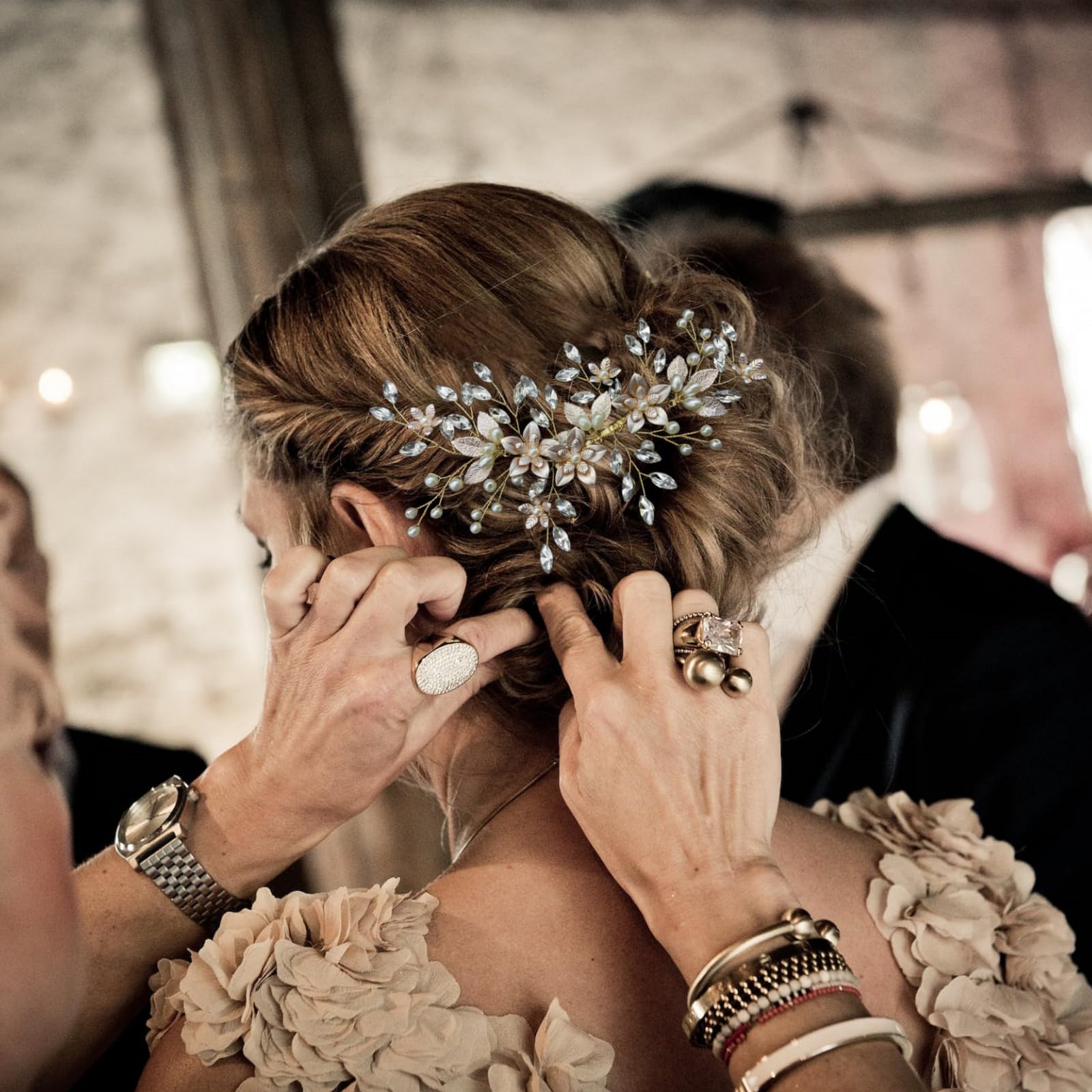 Amazon.com : MirthCity Wedding Hair Comb Handmade Pearl Leaf  display picture 1
