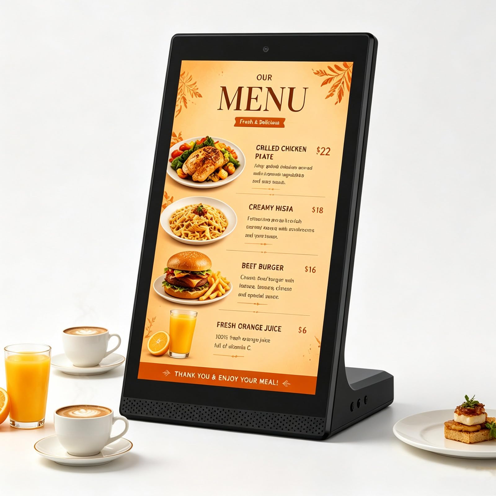 RUODATONLY 15.6" Digital Signage, Touchscreen Digital Signage Display with Electronic Menu Board Function, USB WiFi Advertising Screen for Restaurant Cafe Store Business