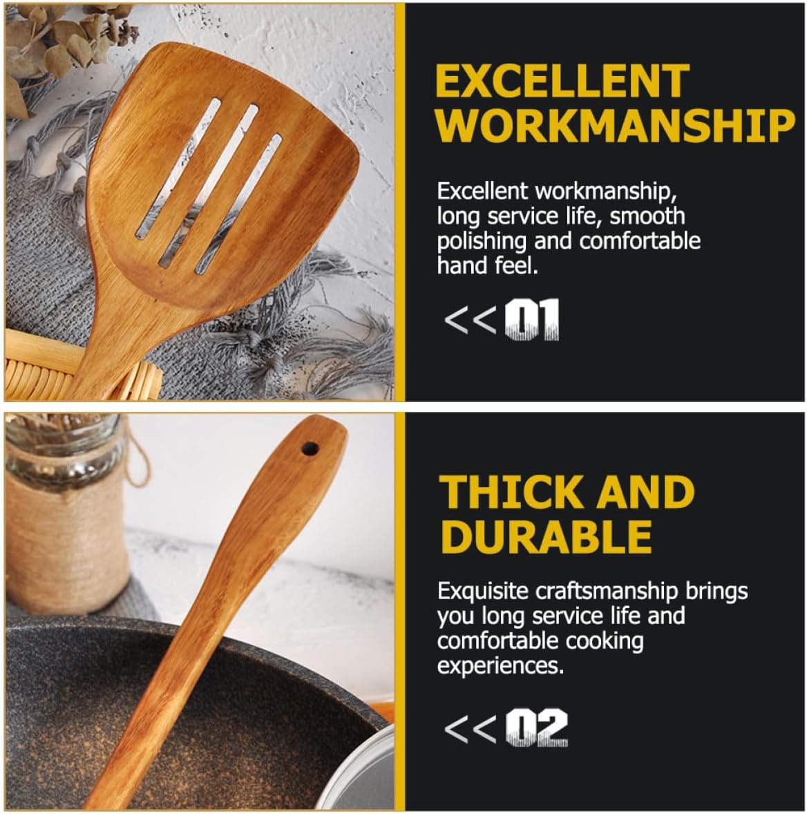 BETOOKY Wooden Slotted Spatula Cooking Turner for Non-stick Pans Solid Wood Kitchen Utensil Stir-fry Shovel Suitable for Home Cooking and Frying