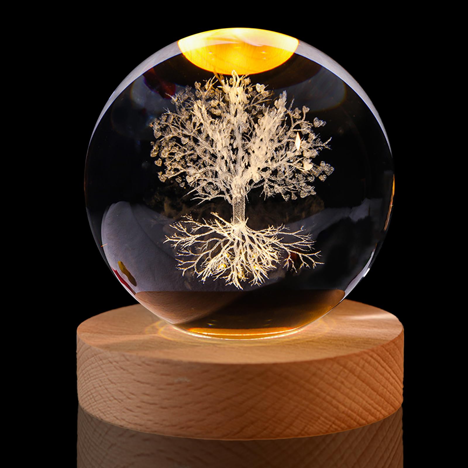 Plexido 3D Kristallkugel LED Mit Einhorn - Glas-Kugel Mit Holzsockel Für Deko & Geschenke