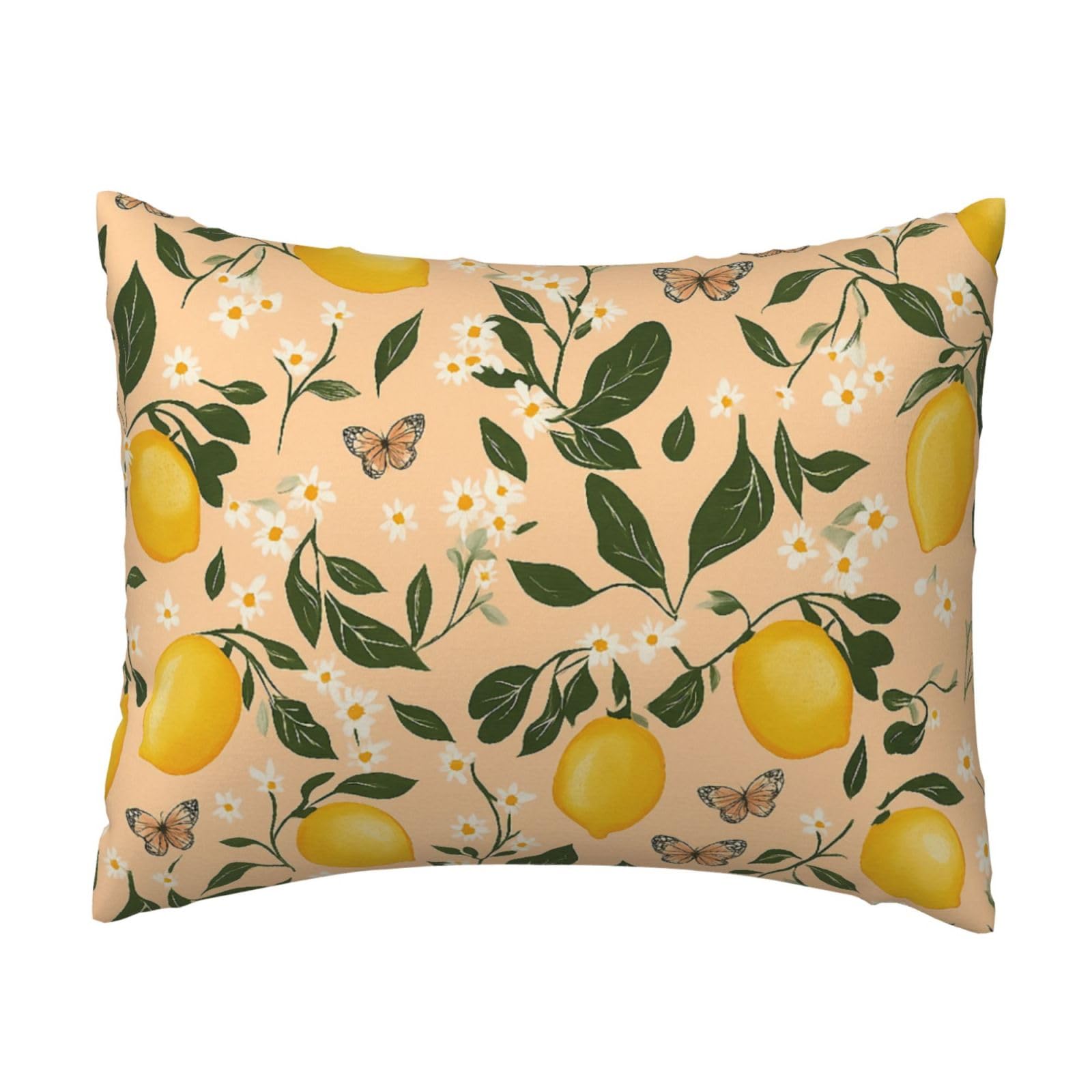 Lemon, Floral and Butterfly Pillowcase Soft Plush with Zipper Decorative Pillowcovers 16x20 in