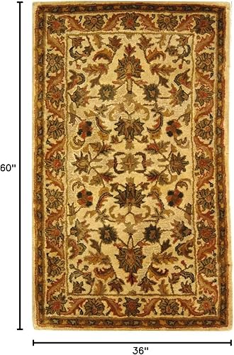 Miniatura 2 de SAFAVIEH Antiquity Collection AT52D - Alfombra de lana tradicional oriental de primera calidad, hecha a mano, 3 x 5 pies, color dorado