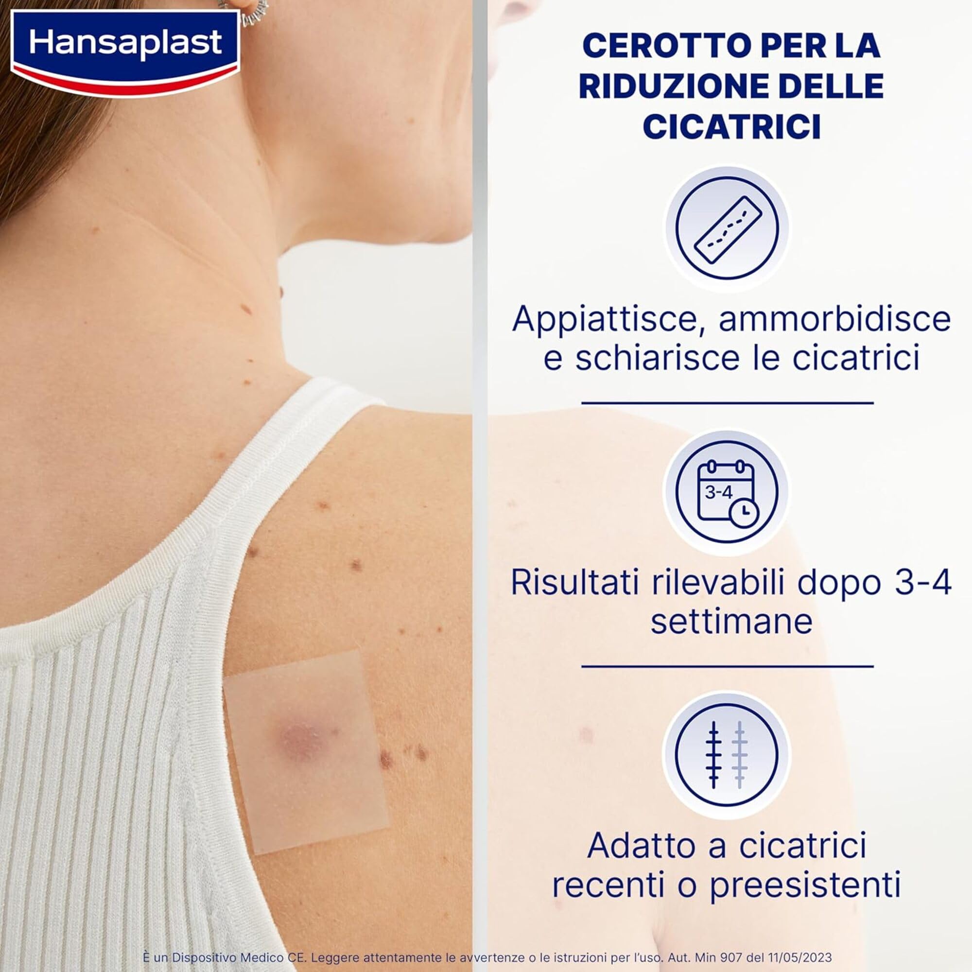 Hansaplast Cerotti Riduzione delle Cicatrici, Hansaplast cerotti cicatrici trasparenti e discreti, Adatti a cicatrici recenti o preesistenti, 1 confezione da 21 pezzi