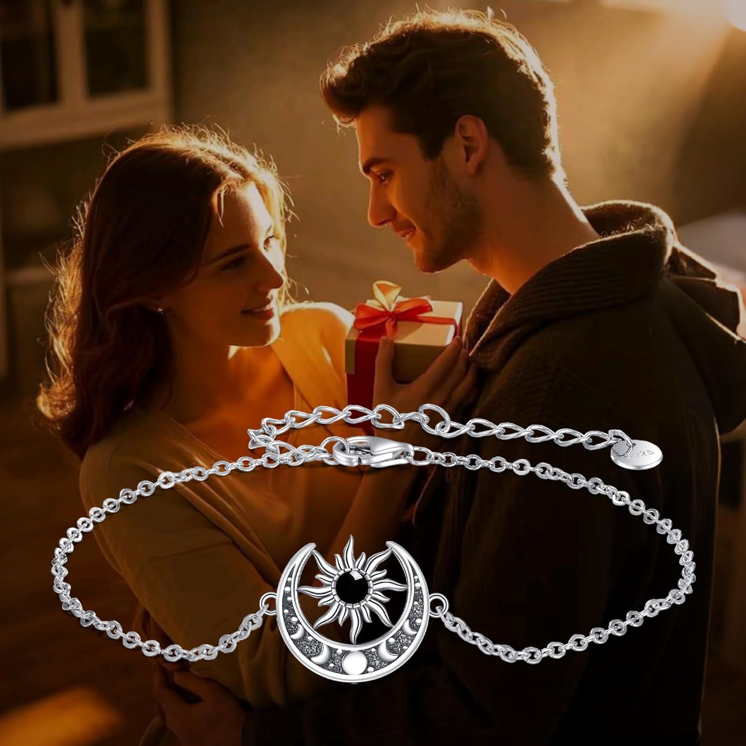 Sun Moon Bracelet 925 Sterling Silver Sun and Moon Bracelet Birthstone Gemstone Jewelry Gifts for Women - Image 6