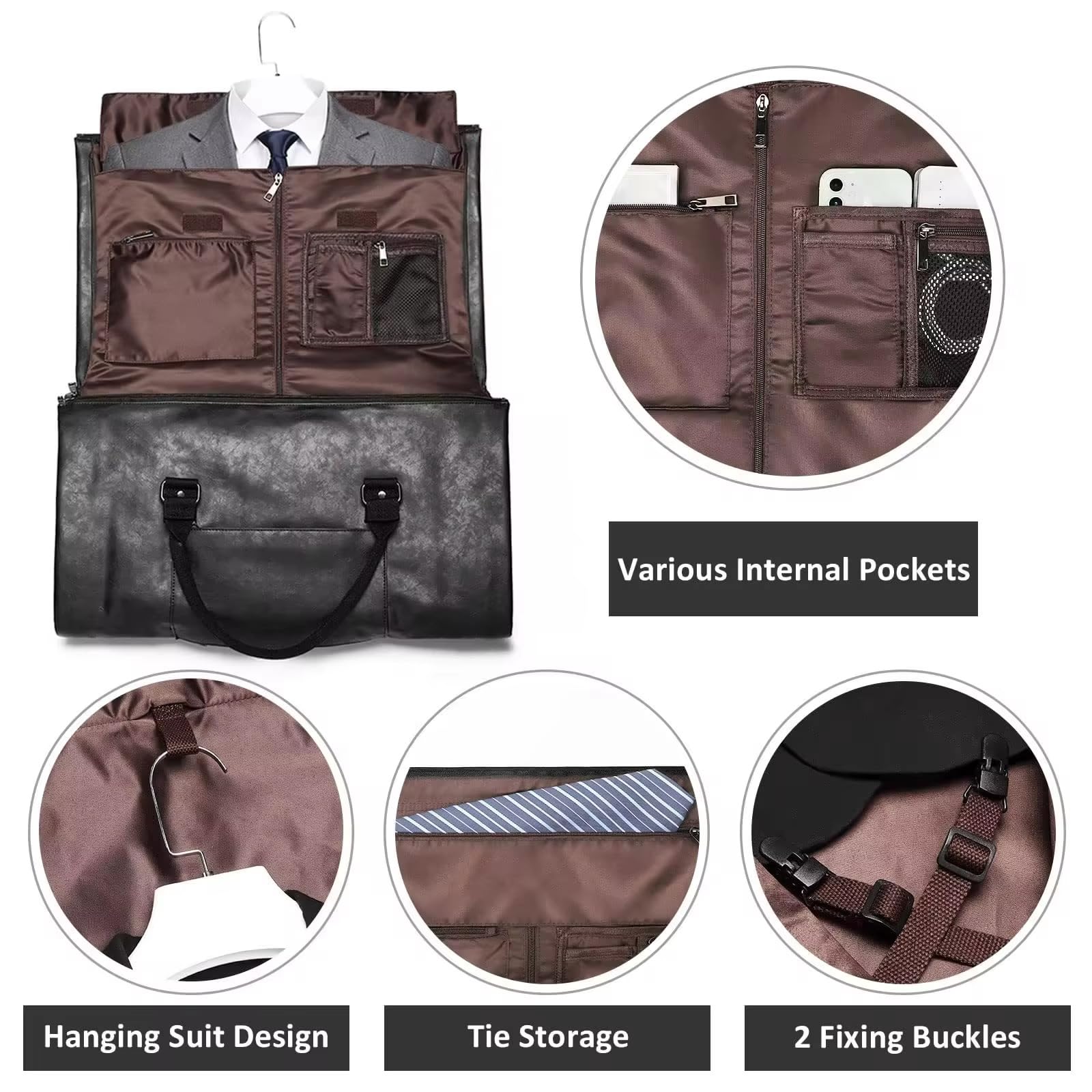 Sac de Voyage Pliable,Housse Costume Homme,Sac De Vêtements Pliable, avec Pochette À Chaussures,Sac De Costume Suspendu De ge