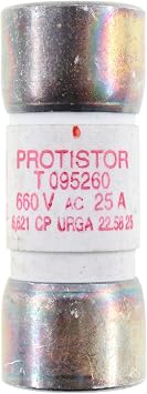 Ferraz Shawmut T-095260 Protistor Ferrule Fuse, Type CP URGA, 660VAC, 25-Amp