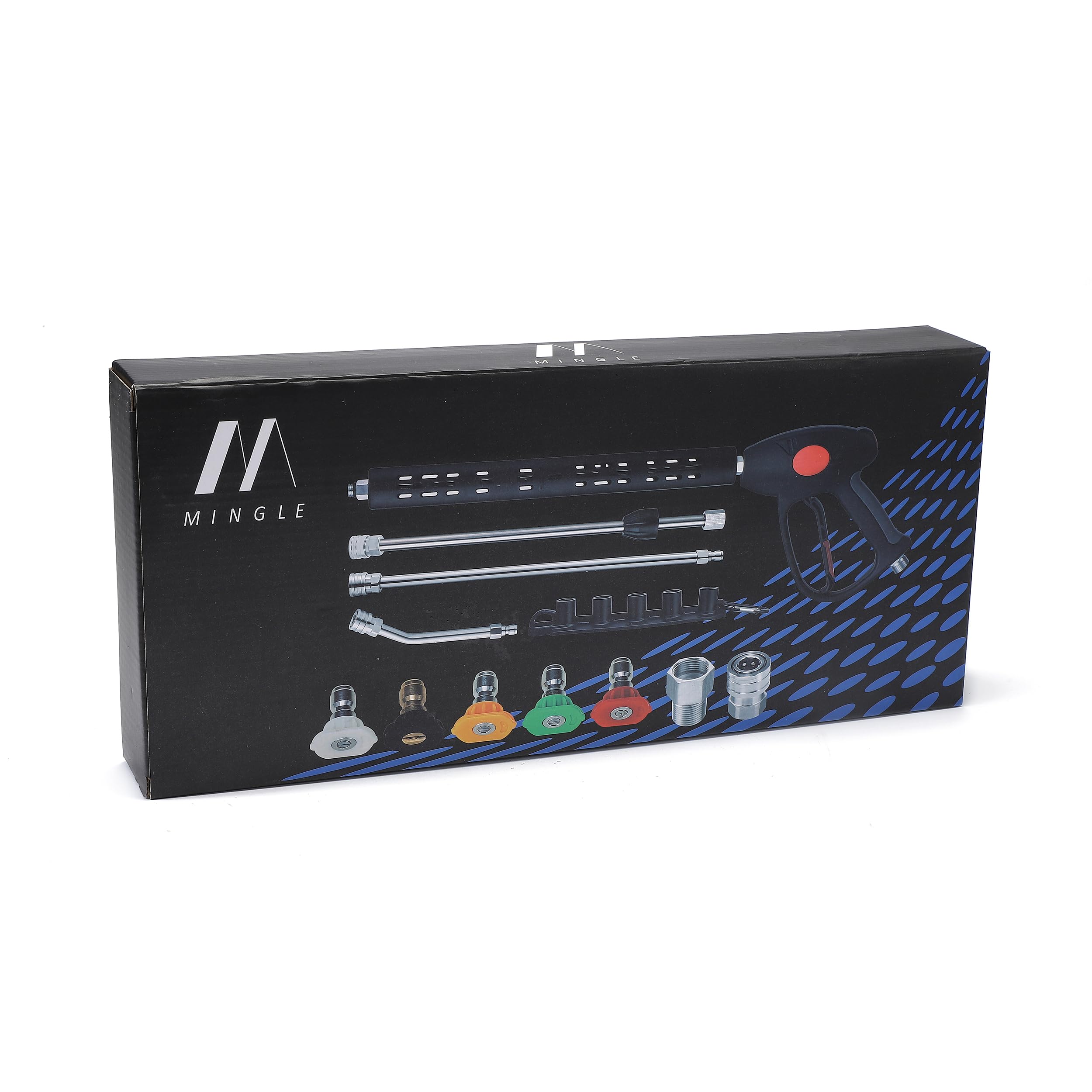 M MINGLE Pistola idropulitrice ad alta pressione, bacchette di estensione e asta curva a 30 gradi per aree difficili da raggiungere, raccordo M22 15 mm o M22 14 mm, 5 punte ugello, 4000 PSI