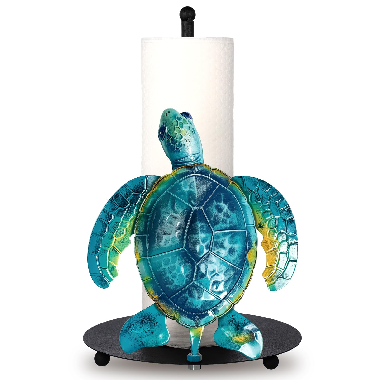 Soporte para toallas de papel de tortuga de playa de verano con redondo lindo soporte de toalla de cocina de tortuga marina, decoración de baño, decoración de casa costera, regalos para el hogar
