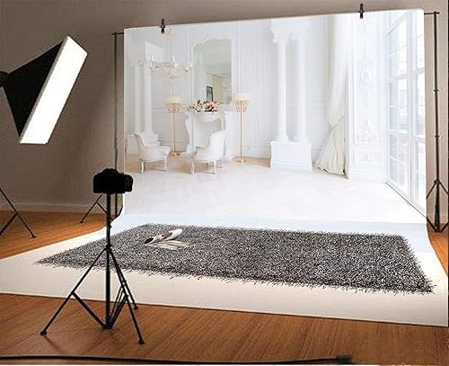 Miniatura 9 de Baocicco Decoración interior de habitación de lujo de 10 x 6.5 pies, telón de fondo de fotos, candelabro de lujo, muebles delicados, fondo