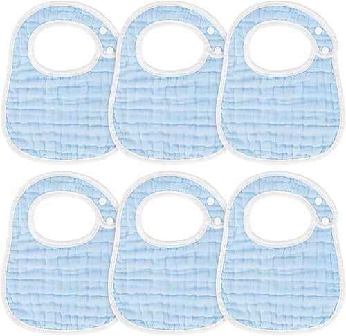 Miniatura 10 de Accmor Muslin Baby Bibs, 6 Pack Soft Cotton Baby Bandana Drool Bibs for Boys Girls Teething and Drooling Blanco,A/Azul,A / Gris,A/Rosa,Varios